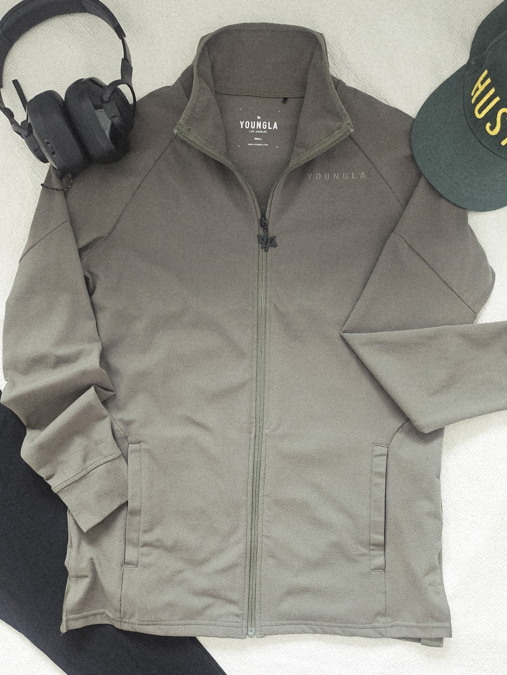 YoungLA Men’s Olive Green Full Zip Training Jacket Small - Soft Touch